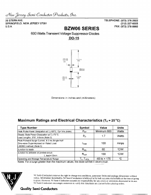 BZW06-58 Datasheet PDF New Jersey Semiconductor