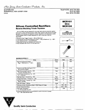 MCR104 Datasheet PDF New Jersey Semiconductor