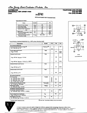 2N3741 Datasheet PDF New Jersey Semiconductor