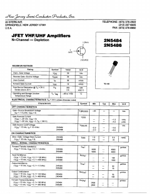 2N5484 Datasheet PDF New Jersey Semiconductor