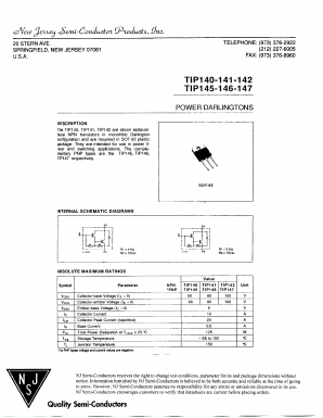 TIP147 Datasheet PDF New Jersey Semiconductor