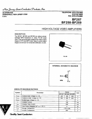 BF259 Datasheet PDF New Jersey Semiconductor