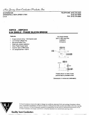 KBPC8005 Datasheet PDF New Jersey Semiconductor