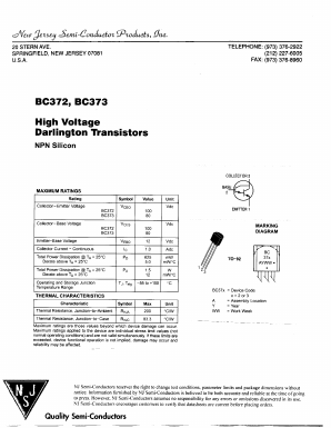 BC372 Datasheet PDF New Jersey Semiconductor
