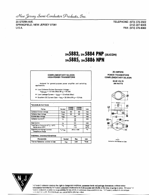 2N5884 Datasheet PDF New Jersey Semiconductor