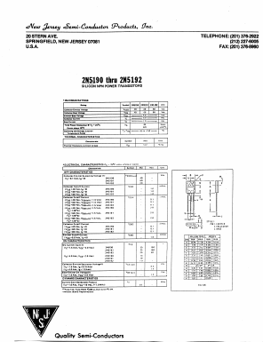 2N5190 Datasheet PDF New Jersey Semiconductor