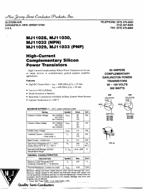 MJ11033 Datasheet PDF New Jersey Semiconductor