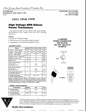 TIP50 Datasheet PDF New Jersey Semiconductor