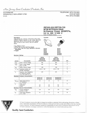 MTM5N40 Datasheet PDF New Jersey Semiconductor
