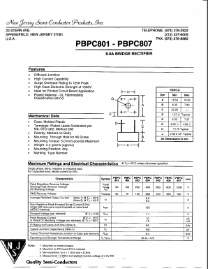 PBPC801 Datasheet PDF New Jersey Semiconductor