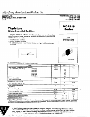 MCR218-4 Datasheet PDF New Jersey Semiconductor