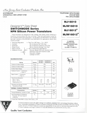 MJW16012 Datasheet PDF New Jersey Semiconductor