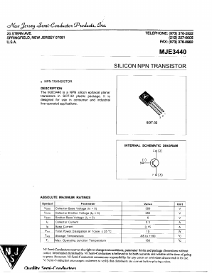 MJE3440 Datasheet PDF New Jersey Semiconductor