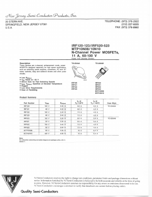 IRF120 Datasheet PDF New Jersey Semiconductor