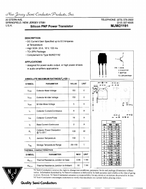 MJW21191 Datasheet PDF New Jersey Semiconductor