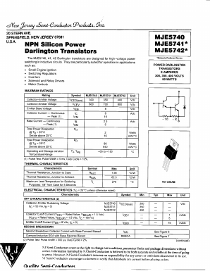 MJE5740 Datasheet PDF New Jersey Semiconductor