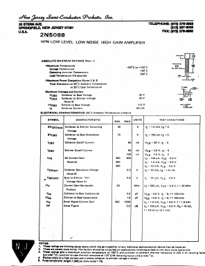 2N5088 Datasheet PDF New Jersey Semiconductor