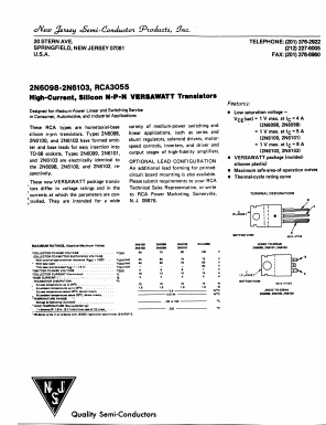 2N6102 Datasheet PDF New Jersey Semiconductor
