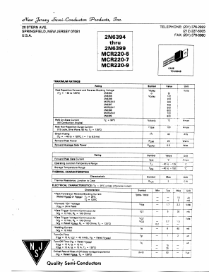 MCR220-9 Datasheet PDF New Jersey Semiconductor