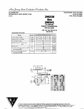 2N6341 Datasheet PDF New Jersey Semiconductor