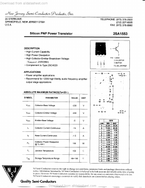 A1553 Datasheet PDF New Jersey Semiconductor