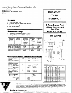 MUR610CT Datasheet PDF New Jersey Semiconductor