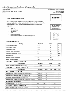 SD1460 Datasheet PDF New Jersey Semiconductor