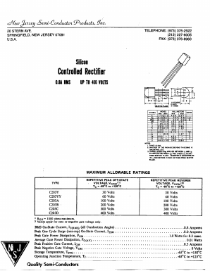 C203B Datasheet PDF New Jersey Semiconductor