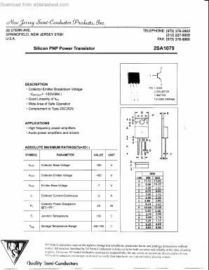 2SA1079 Datasheet PDF New Jersey Semiconductor