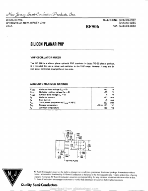 BF506 Datasheet PDF New Jersey Semiconductor
