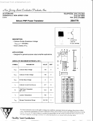 2SA775 Datasheet PDF New Jersey Semiconductor