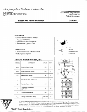 2SA766 Datasheet PDF New Jersey Semiconductor