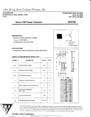 2SA768 Datasheet PDF New Jersey Semiconductor