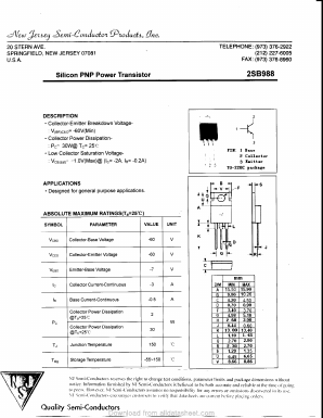 2SB988 Datasheet PDF New Jersey Semiconductor
