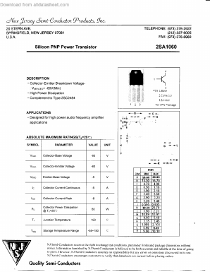 2SA1060 Datasheet PDF New Jersey Semiconductor