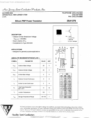 A1276 Datasheet PDF New Jersey Semiconductor