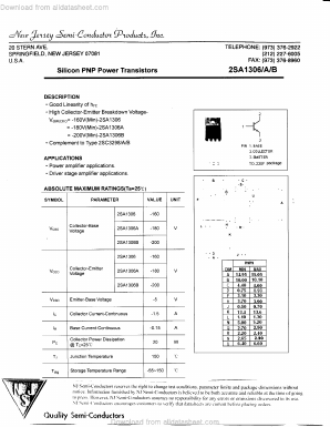 2SA1306B Datasheet PDF New Jersey Semiconductor