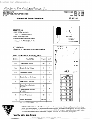 2SA1387 Datasheet PDF New Jersey Semiconductor
