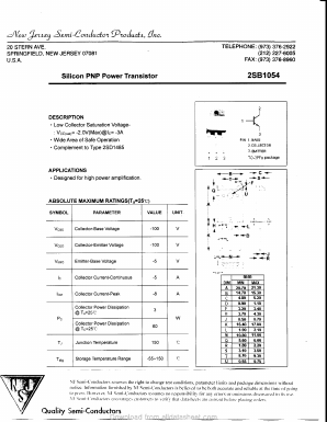B1054 Datasheet PDF New Jersey Semiconductor