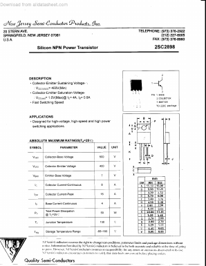 2SC2898 Datasheet PDF New Jersey Semiconductor