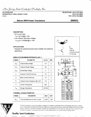 2N5933 Datasheet PDF New Jersey Semiconductor