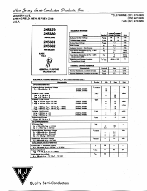 2N5679 Datasheet PDF New Jersey Semiconductor