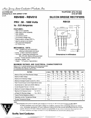 RBV802 Datasheet PDF New Jersey Semiconductor