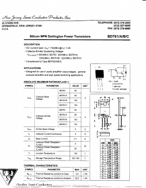 BDT61A Datasheet PDF New Jersey Semiconductor