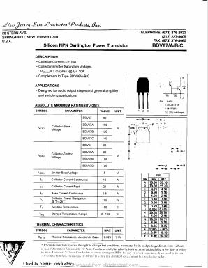 BDV67C Datasheet PDF New Jersey Semiconductor