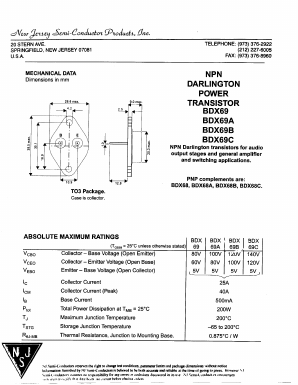 BDX69B Datasheet PDF New Jersey Semiconductor