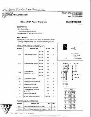 BD238 Datasheet PDF New Jersey Semiconductor
