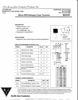 BDX53F Datasheet PDF New Jersey Semiconductor