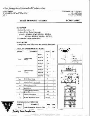BDW51B Datasheet PDF New Jersey Semiconductor