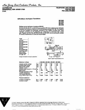 BD645 Datasheet PDF New Jersey Semiconductor